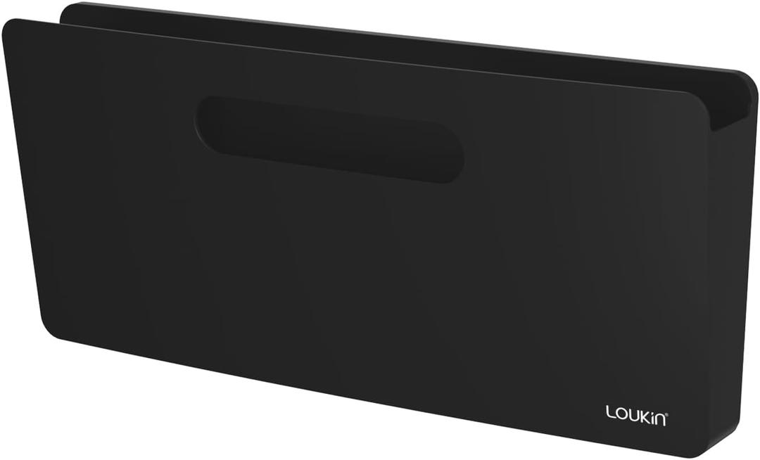 Loukin Magnetic File Holder - Vertical Wall Mount Organizer for Whiteboard, Refrigerator, Office Wall, Documents, Letters (Black)