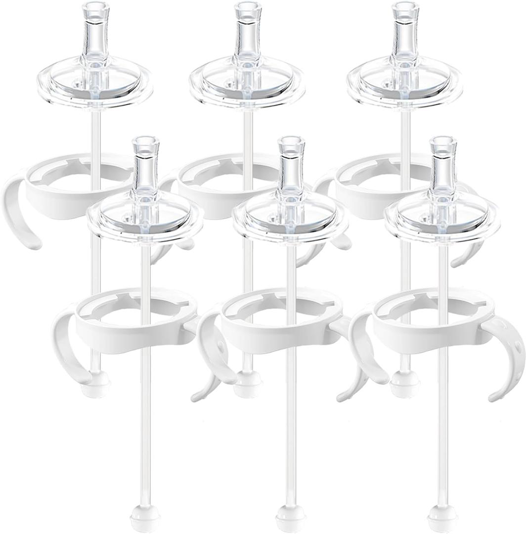 Straw Sippy Cup Conversion Kit for Philips Avent Natural Baby Bottles, Soft top and Weighted Transition Cup Kit with Handles, Pack of 6