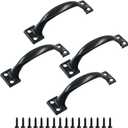 4Pcs 4" Metal Gate Pull Handles, Black Bow Gate Handle, Screen Door Pull, Vintage barn Door Handles, Curved Cupboard Handles for Furniture, Cabinets, Kitchen Drawer, Dresser, Gate