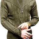 SAVKOOV Men's Pullover Long Sleeve Crewneck Knitted Sweater (M)