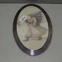 Wheatwin Vintage Christmas Santa Oval Framed Wall Art, Santa Picture Framed Wall Art, Neutral Winter Christmas Tree Wooden Wall Decor for Home Bedroom Living Room 14.5x9 Inch