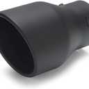 LCGP Adjustable 2.5"-3" Inlet Exhaust Tip 2.5"-3" x 4.5" x 7" Bolt-On Design Solid Mounting Black Powder Coated Finish Stainless Steel Exhaust Tip