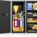 33.46" Tall Sturdy Wall Safes Between the Studs 16" Centers, Fireproof in Wall Safe with Removable Shelf, Combination Lock Hidden Safe for Money Jewelry Passport Documents