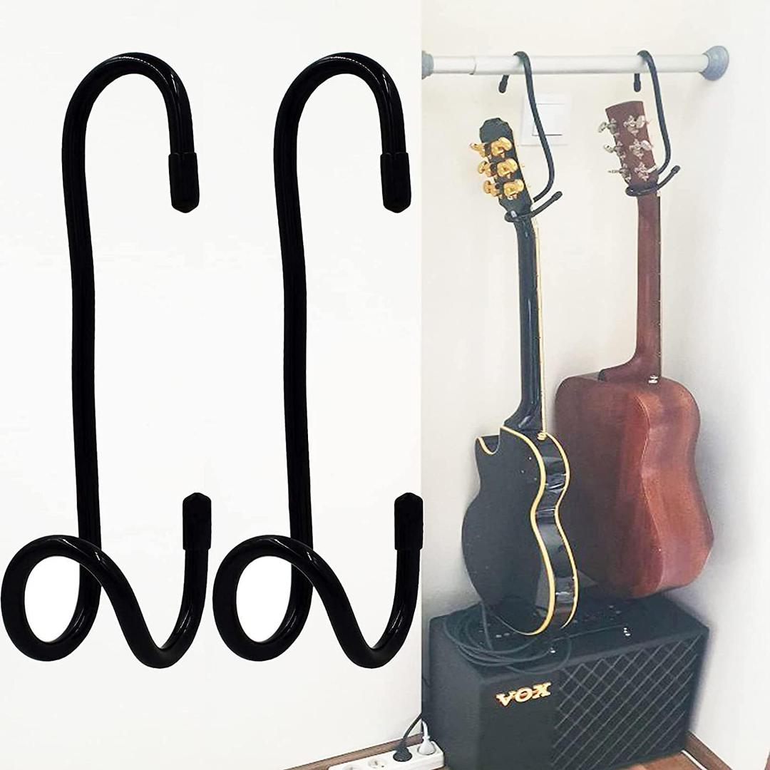 Portable Guitar Hanger and Closet Display Rack Guitar Bracket Holder Stand Storage With No-slip Rubber Padding, for Home or Studio - No Installation Tools Required - 2/PK