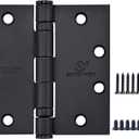 Matte Black Heavy Duty Door Hinge 4.5 X 4.5 Inch Ball Bearing Commercial Hinges Square Corners Interior and Exterior Hardware for 4-1/2 Doors Hinge Grade ANSI/BHMA A156 Grade 1.