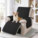 100% Waterproof Recliner Chair Covers, Recliner Cover Stay in Place, Chair Covers for Recliners, Recliner Covers Washable with Pocket, Elastic Straps for Pets, Dogs and Kids (Black, 30")