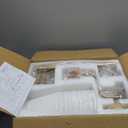 Farmhouse Chandeliers for Dining Room with White Fabric Shades,33Gold Light Fixture Chandelier,9-Lights entryway chandelier for foyer,2 Tiered Lantern Farmhouse Pendant Light for Living Room, Entryway