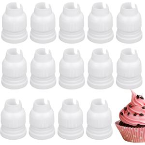 14 Pcs Couplers for Piping Bags, Standard Cake Decorating Piping Couplers for Icing Nozzles White