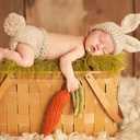 Vedory Newborn Baby Bunny Rabbit Crochet Knitted Photography Props Newborn Baby Outfits Diaper Costume