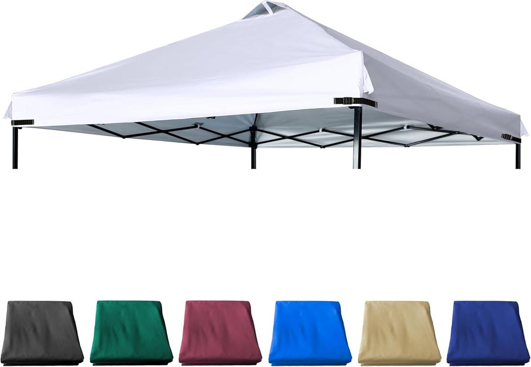 Canopy Replacement Top Silver Coated with Air Vent Upgraded Adjustable Straps for Most 10x10 Straight Leg Frame , White
