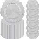 50 Pcs Silver Charger Plates Bulk, 13" Reef Plate Chargers for Dinner Plates, Plastic Floral Decorative Plates for Table Setting, Round Table Chargers for Wedding, Christmas, Party, Event, Decoration