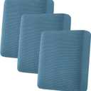 H.VERSAILTEX Super Stretch Individual Seat Cushion Covers Sofa Covers Slipcover Sets Thick Jacquard Textured Twill Fabric (3 Piece, Dusty Blue)