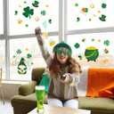 4 x 6 Pcs St Patricks Day Decorations Window Clings, Green Static Shamrock Window Stickers Reusable Spring Window Clings for Indoor Office School Home St Patricks Day Theme Party Decorations Supplies