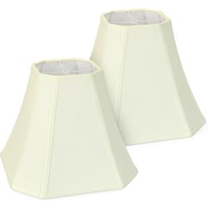Cream Octagonal Bell Lamp Shades Set of 2, 6.5" Top x 13" Bottom x 10.6" Height  Medium Fabric Shade for Table Lamps, Modern Farmhouse & Minimalist Home Decor, Spider Fitter(harp not included)