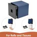 Y-in Hand Tissue Box Cover, Square Facial Tissue Holder Storage for Bathroom Vanity, Countertops, Dressers, Night Stand, Parlors and Offices - Navy Blue