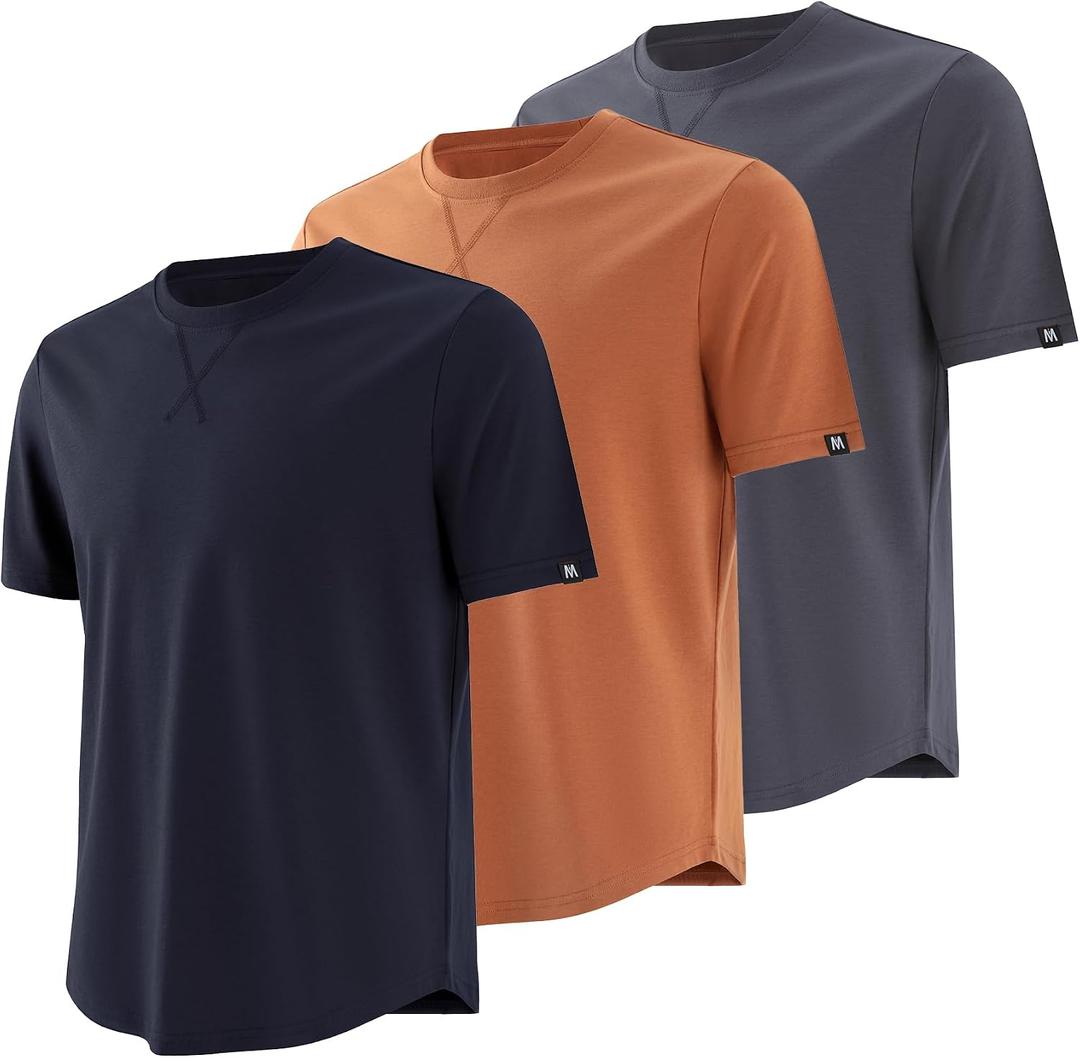 MagnaMan Men's 3-Pack Short Sleeve Crew Neck T-Shirts Solid Color Casual Tee Shirts - Ideal for Gym, Work & Daily Life (XXL)