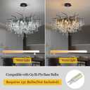 Modern Crystal Raindrop Chandelier, Black Round Art Deco Tree Branch Lighting Fixture for Dining Room Living Room Foyer 13 Lights D31.5''