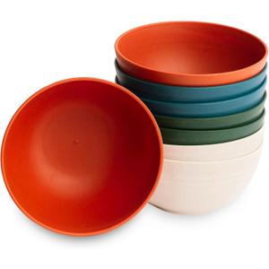Nook Theory 8-Pack Reusable Wheat Straw Bowls - 26 oz Non Toxic Kids Bowls, Microwave Safe & Dishwasher Safe Cereal and Snack, Unbreakable Dinnerware (Urban)