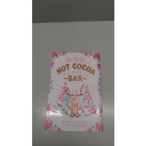 Vintage Pink Christmas Decor Gifts Rustic Hot Cocoa Cookies Bar Gingerbread Tin Sign for Home Farmhouse Kicthen Cafe Wall 8 x 6 inches (3237)