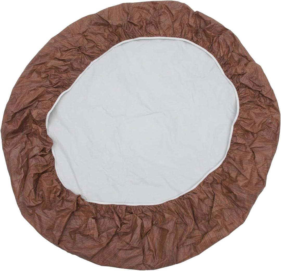 Round Tablecloth with Elastic Band PVC Table Cover for Indoor Use Flannel Backed Design Easy to Clean for Home Parties and Restaurants