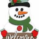 2 x Handcrafted Snowman Welcome Door Hanger Sign - Festive Winter Christmas Home Decor Door Decorations