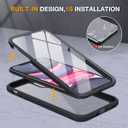 Miracase Glass Series for iPhone 11 Case 6.1 inch, Upgraded Full-Body Rugged Phone Bumper Case Cover with Built-in 9H Tempered Glass Screen Protector and Camera Protector, Black