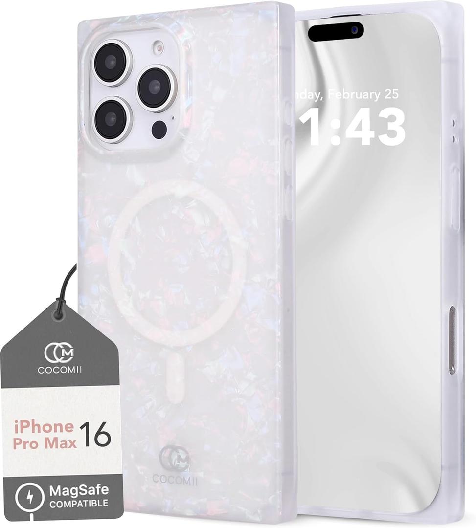 Cocomii - Rectangle Case Compatible with iPhone 16 Pro Max - Compatible with MagSafe, Opalescent Pearl, Glitter Sparkle, Glossy, Magnetic Phone Case for iPhone 16 Pro Max 6.9 inch, Iridescent