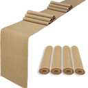 4 Pack 12 x 120 Inch Burlap Table Runners, Natural Rustic Jute Table Runner Bulk for Western Wedding Table Decorations,Farmhouse Style Party,Holiday,Kitchen Coffee Table Decor Cover