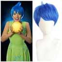 Blue Wig Short Layered Blue Wig Girls Blue Anime Hair Women Heat Resistant Synthetic for Cosplay Costume Party