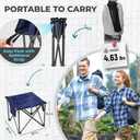 FUNDANGO Oversized Camping Stool for Adults, 2 Pack Thick Padded 18.1 Inch Folding Ottoman Foot Rest, 440 Lbs Heavy Duty Outdoor Camp Chairs with Anti-Slip Foots & Carry Bag for Fishing Travel (Blue)