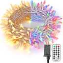 Brizled Christmas Lights, 65.67ft 200 LED Tree Lights Color Changing, 11-Function Warm White & Multicolor Christmas Light String, Connectable 29V Adapter Fairy Lighting with Remote for Xmas Tree Party