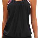 Yonique Two Piece Tankini Bathing Suits T-Back Blouson Swim Tops with Boy Shorts Women Swimsuits Sporty Swimwear (Large, Red)