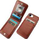 KIHUWEY Compatible with iPhone 16e/17e Case Wallet with Credit Card Holder, Flip Premium Leather Magnetic Clasp Kickstand Heavy Duty Protective Cover for iPhone 16e/17e 6.1 Inch (Brown)
