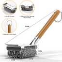 HOUSE AGAIN Grill Brush Bristle Free, 304 Stainless Steel Food-Grade Brush Head with Scraper, Safe BBQ Outdoor Grill Cleaning Brush Strong Barbecue Brush Cleaner Non Wire for Grill Grate/Wooden Handle