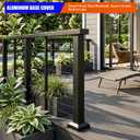 Aluminum Split Post Base Cover fit 3" Post, Decorative Square Railing Base Trim, Post Base Plate Cover, Fence Post Flange Skirt for Patio, Porch, Stair, and Railing Systems, Textured Black (4)