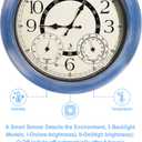 18-Inch Outdoor Wall Clock with Thermometer Hygrometer, LED Auto Light Sensor, Outdoor Clock Waterproof Large Display for Garden Patio Home Decor