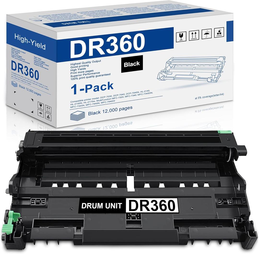 DR360 Drum Unit (Not Toner) Replacement for Brother DR360 DR-360 Compatible with Brother DCP-7030 DCP-7040 MFC-7840W HL-2140 MFC-7340 MFC-7440N HL-2170W HL-2150N 7045N Printer 1-Pack