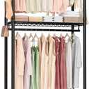 Heavy Duty Rolling Clothes Rack 3 Tiers, Metal Clothing Rack with Wheels, Adjustable Double Garment Rack, Closet Organizer System with 23.6" W x 15.7" D x 76" H, Max Load 400Lbs (Black)