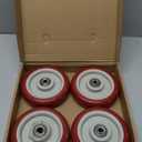 5 Inches Casters Wheels Medium Duty, 4 Packs Bearing 500LBS, Replacement for Platform Trucks Cart Furniture Workbench, Red PVC