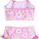 Little Girls Two Piece Mermaid Bikini Set Ruffle Adjustable Summer Beach Bathing Swimsuit 3-7 Years for Kids (Daisy Floral)