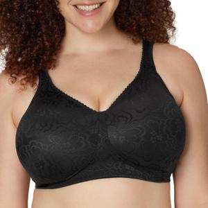 Playtex Women's Wireless Bra, Ultimate Lift, Moisture-Wicking, Single or 2-Pack (38C, Black)
