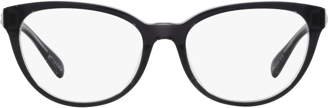 Coach Women's Hc6210u Universal Fit Round Prescription Eyewear Frames (Black/Transparent Grey/Demo Lens)