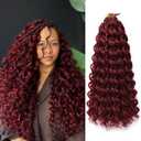 8Packs Curly Crochet Hair Boho Ocean Wave Crochet Hair 18Inch Pre Looped Crochet Hair for Black Women Pre Twisted Bench Curl Crotchet Hair(BUG, 18inch)