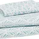 Amazon Basics Breathable, Lightweight Brushed Microfiber 3 Piece Bed Sheet Set with 14-Inch Deep Pockets, Wrinkle-Resistant, Twin XL, Aqua Fern, Printed