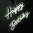 28x6 inch Happy Birthday Neon Sign Art Wall Lights for Beer Bar Club Bedroom Hotel Pub Cafe Wedding Birthday Party Gifts_White