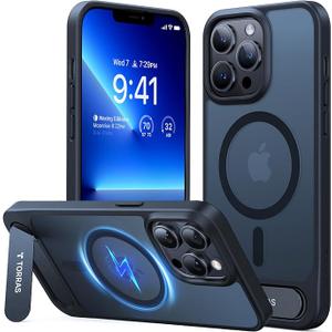 TORRAS for iPhone 13 Pro Case Translucent Black | Strong Magnetic & Seamless Stand, Fit for MagSafe, MilitaryGrade Drop Protection, Sturdy Adjustable Builtin Kickstand, Slim Matte Finish