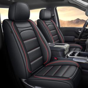IKABEVEM Seat Covers Fit for Chevy Chevrolet Silverado GMC Sierra Pickup 2007-2024 2025 2026 1500 2500HD 3500HD Trail Boss Z71 Crew Double Extended Cab (Full Set, Redline)