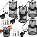 VIHOSE 4 Pcs Retractable Reptile Heat Lamp Holder Reptile Anti Scald Lampshade Ceramic Heat Emitter Heating Lamp Shade with Switch for Pet Amphibian Snakes Lizards Turtle Frogs Chicks, Without Bulb
