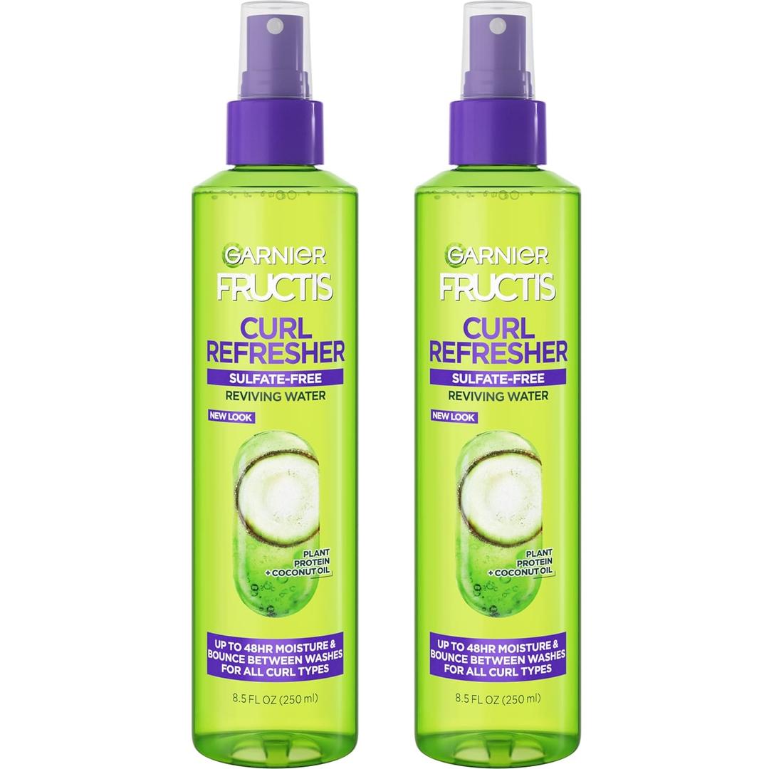 Garnier Fructis Curl Refresher Reviving Water Spray, Sulfate Free, 8.5 Fl Oz, 2 Count