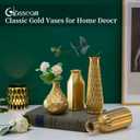 Glasseam Gold Vase for Flowers: Small Glass Vases for Living Room Kitchen Table Centerpieces, 4 Aesthetic Decorative Golden Modern Home Decor for Floral,Gold